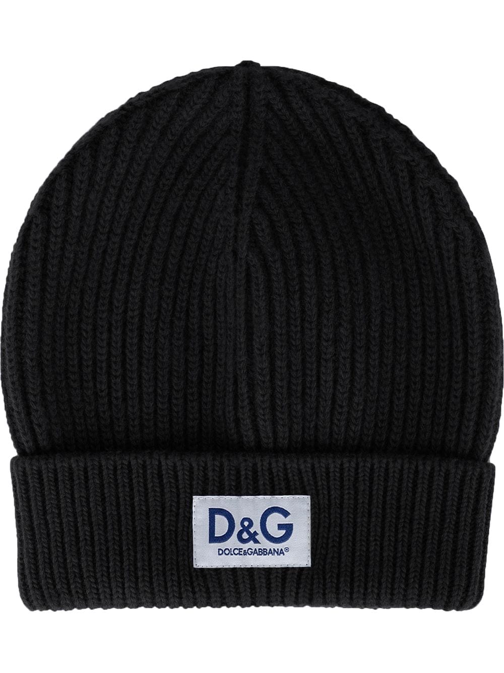 Dolce & Gabbana logo-patch ribbed-knit beanie - Black von Dolce & Gabbana