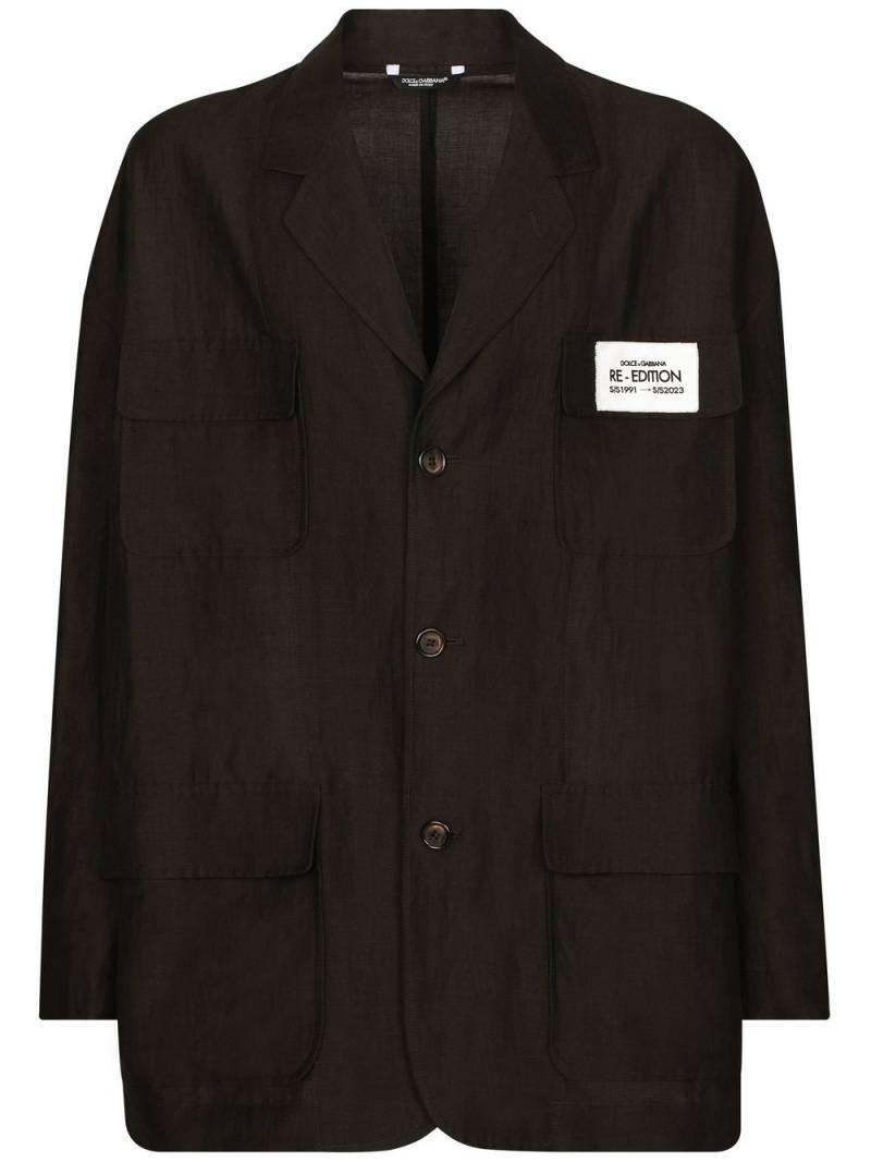 Dolce & Gabbana single-breasted linen blazer - Brown von Dolce & Gabbana