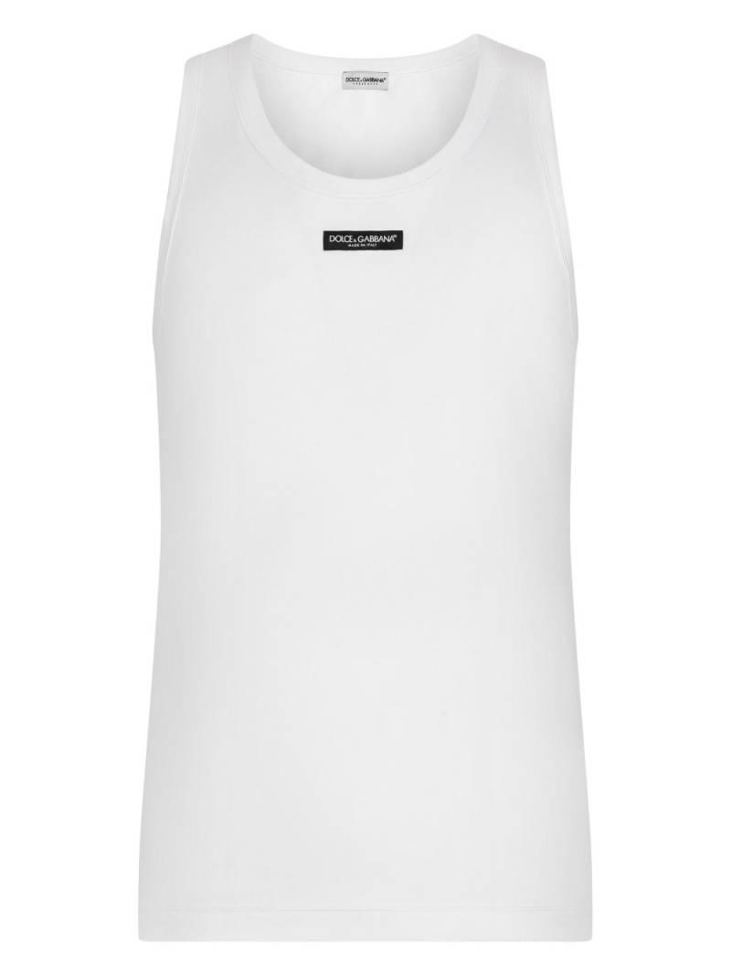 Dolce & Gabbana logo-patch tank top - White von Dolce & Gabbana