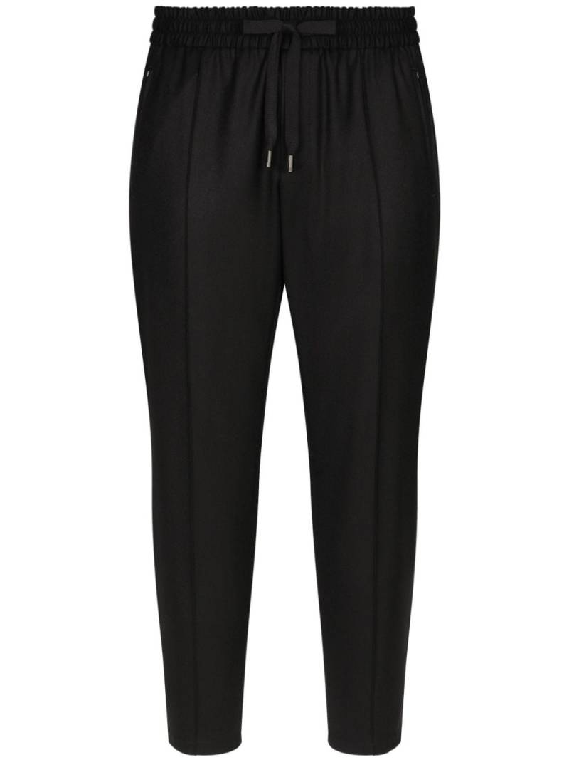 Dolce & Gabbana logo-patch virgin-wool track pants - Black von Dolce & Gabbana