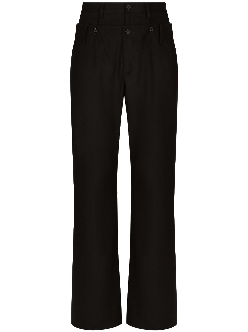 Dolce & Gabbana logo-patch wide-leg trousers - Black von Dolce & Gabbana