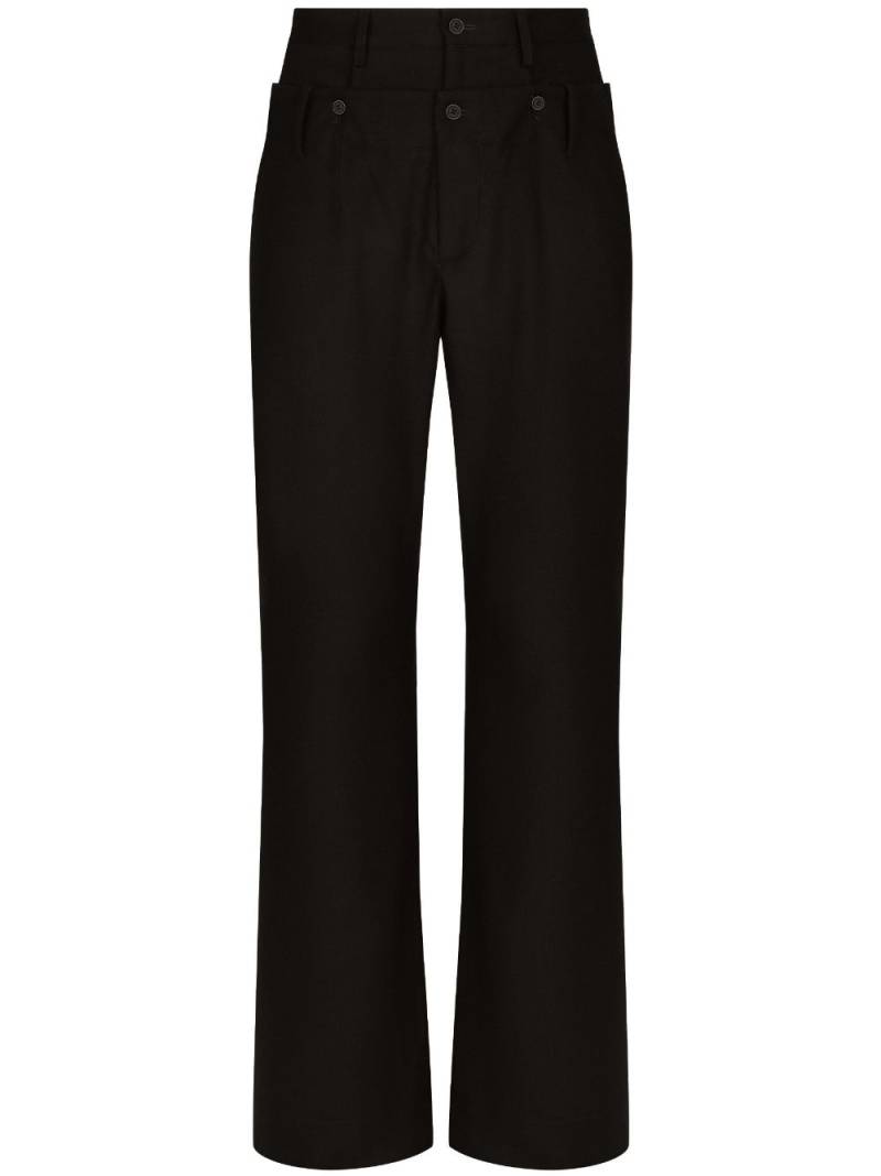 Dolce & Gabbana logo-patch wide-leg trousers - Black von Dolce & Gabbana