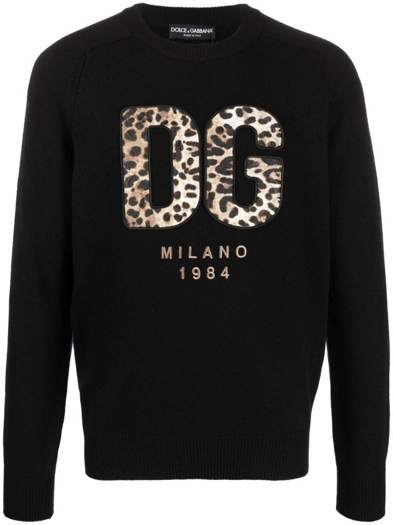 Dolce & Gabbana logo-patch wool sweatshirt - Black von Dolce & Gabbana