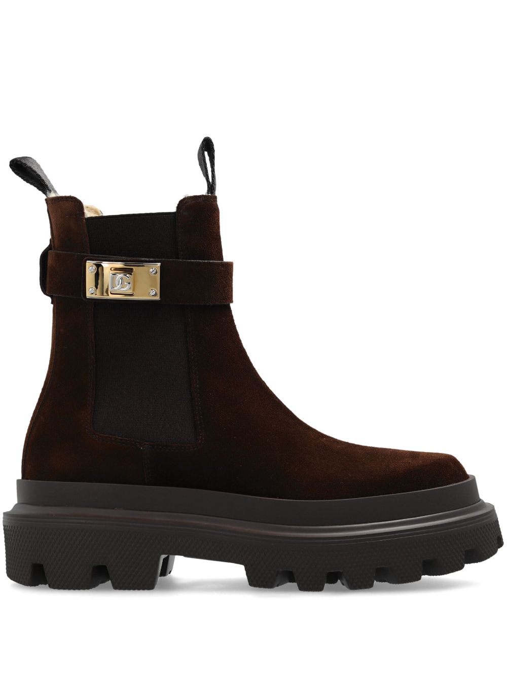 Dolce & Gabbana logo-plaque Chelsea boots - Brown von Dolce & Gabbana