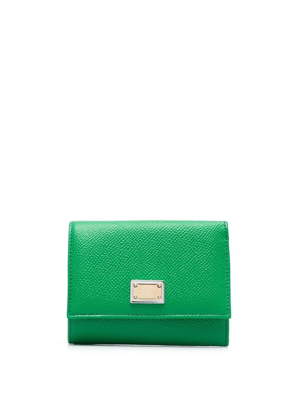 Dolce & Gabbana logo-plaque compact wallet - Green von Dolce & Gabbana