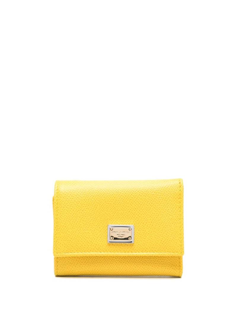 Dolce & Gabbana logo-plaque compact wallet - Yellow von Dolce & Gabbana