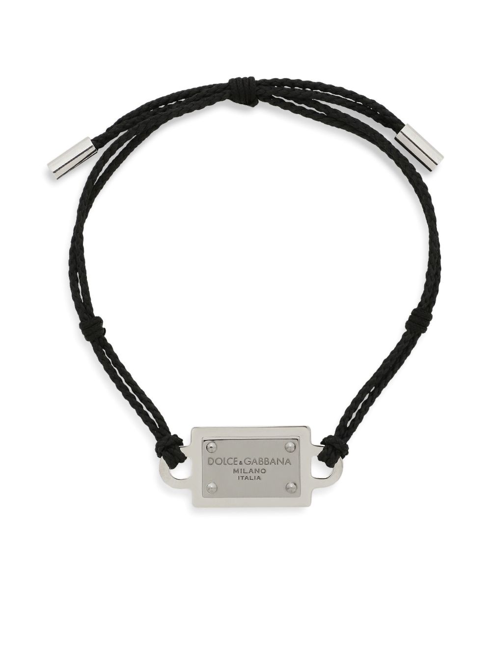 Dolce & Gabbana logo-plaque cord bracelet - Silver von Dolce & Gabbana