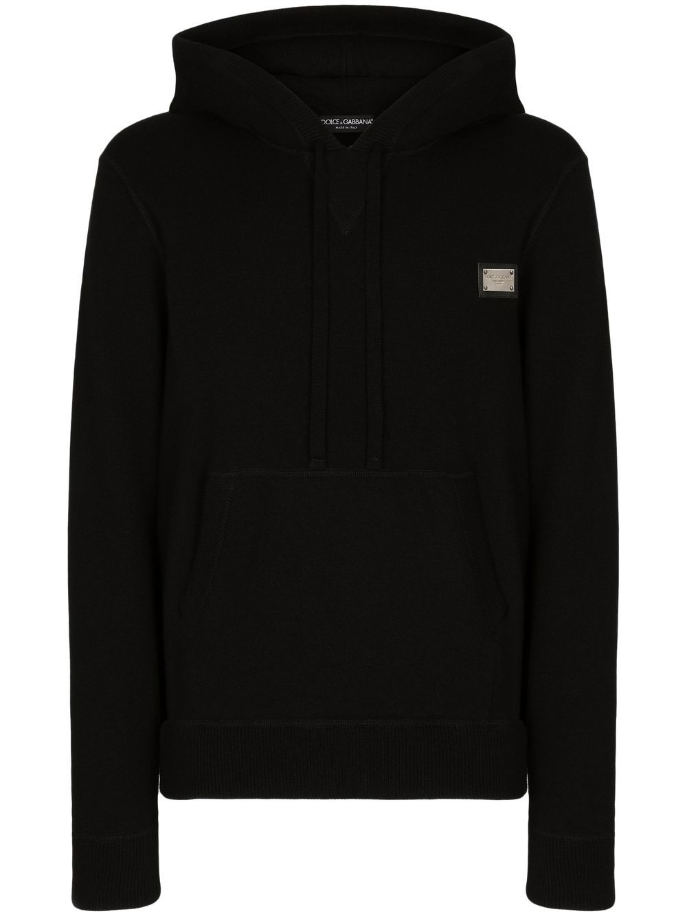 Dolce & Gabbana logo-tag wool-cashmere hoodie - Black von Dolce & Gabbana