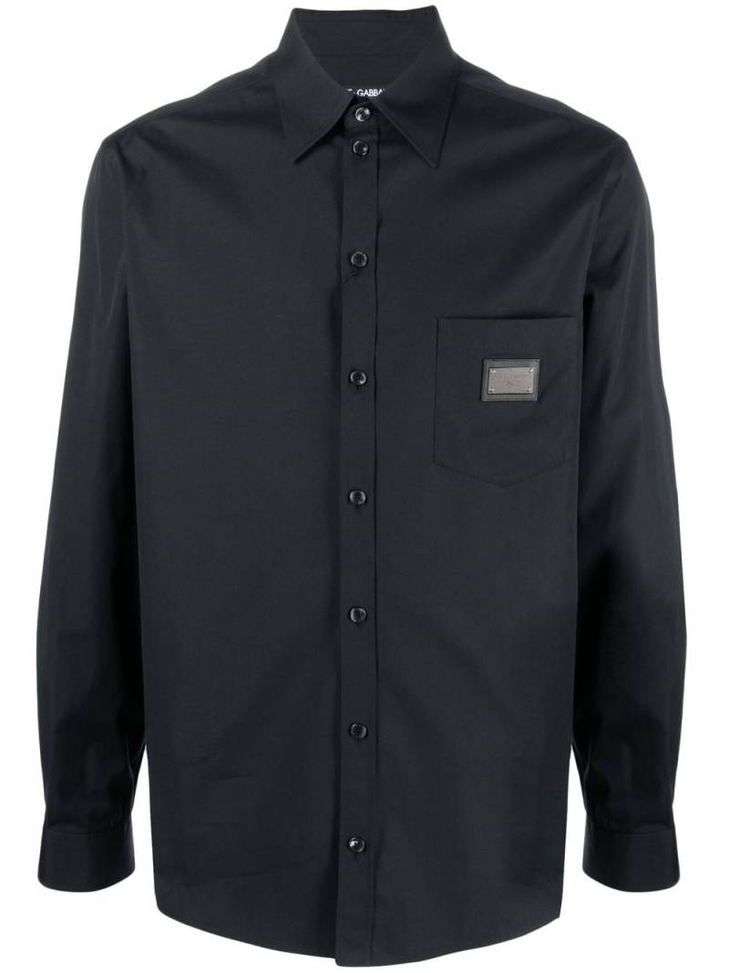 Dolce & Gabbana logo-plaque cotton-poplin shirt - Black von Dolce & Gabbana