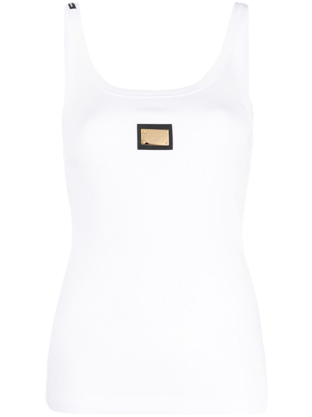 Dolce & Gabbana logo-plaque cotton tank top - White von Dolce & Gabbana