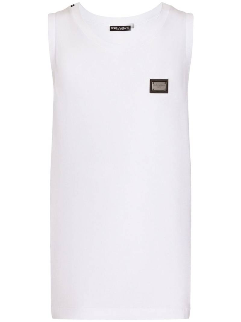 Dolce & Gabbana logo-plaque cotton tank top - White von Dolce & Gabbana