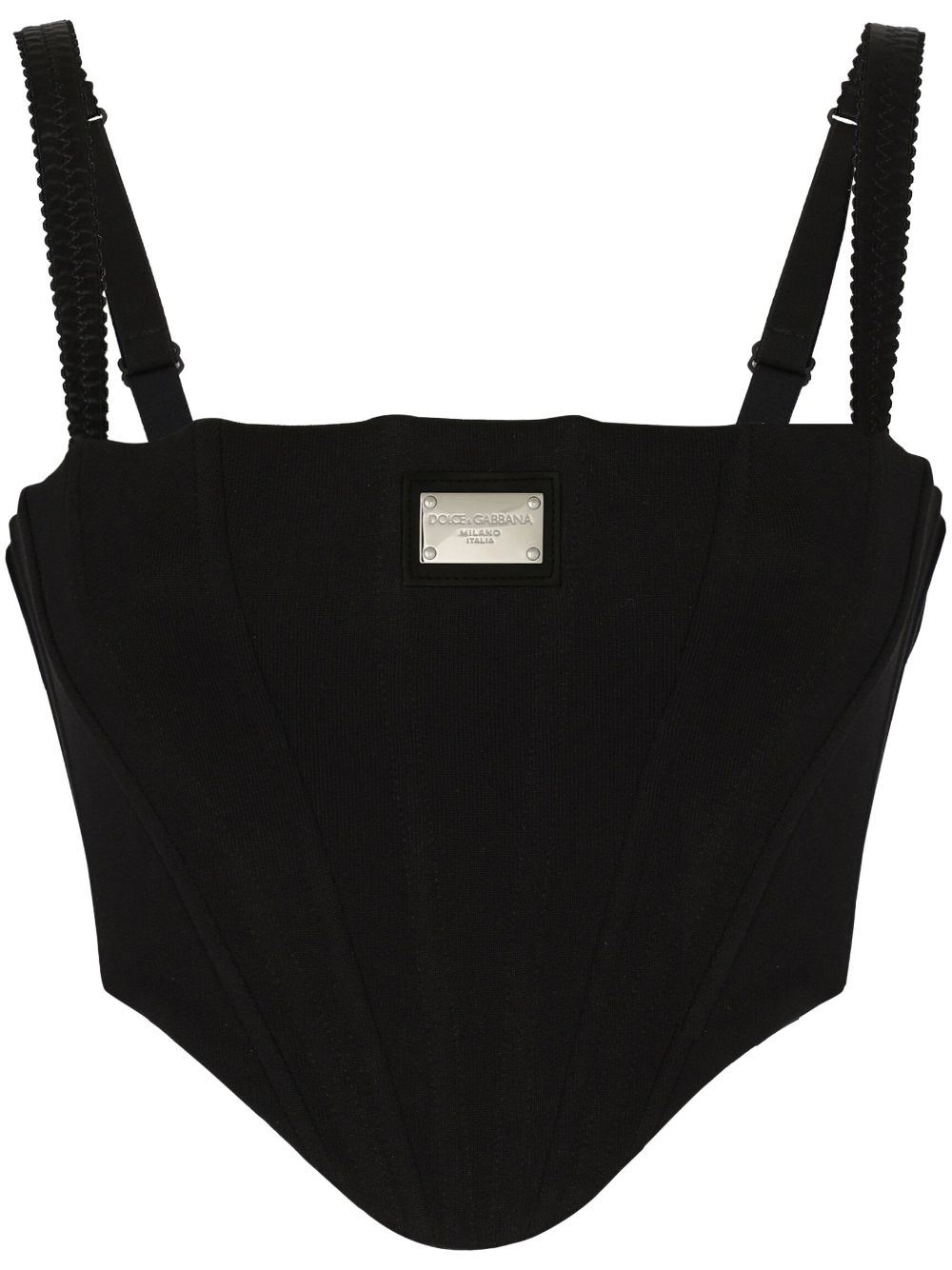 Dolce & Gabbana logo-plaque cropped bustier top - Black von Dolce & Gabbana