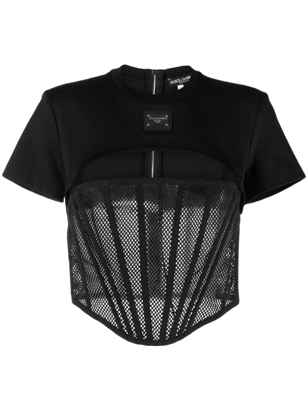 Dolce & Gabbana logo-plaque cropped top - Black von Dolce & Gabbana