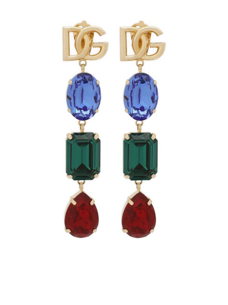 Dolce & Gabbana logo-plaque crystal-embellished earrings - Gold von Dolce & Gabbana