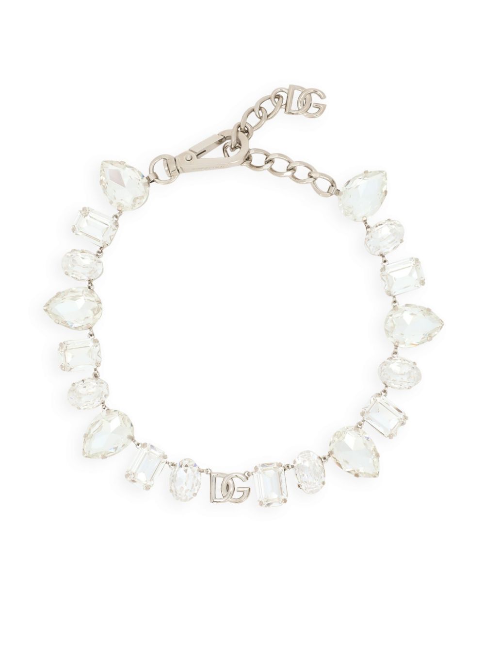 Dolce & Gabbana logo-plaque crystal-embellished necklace - Silver von Dolce & Gabbana