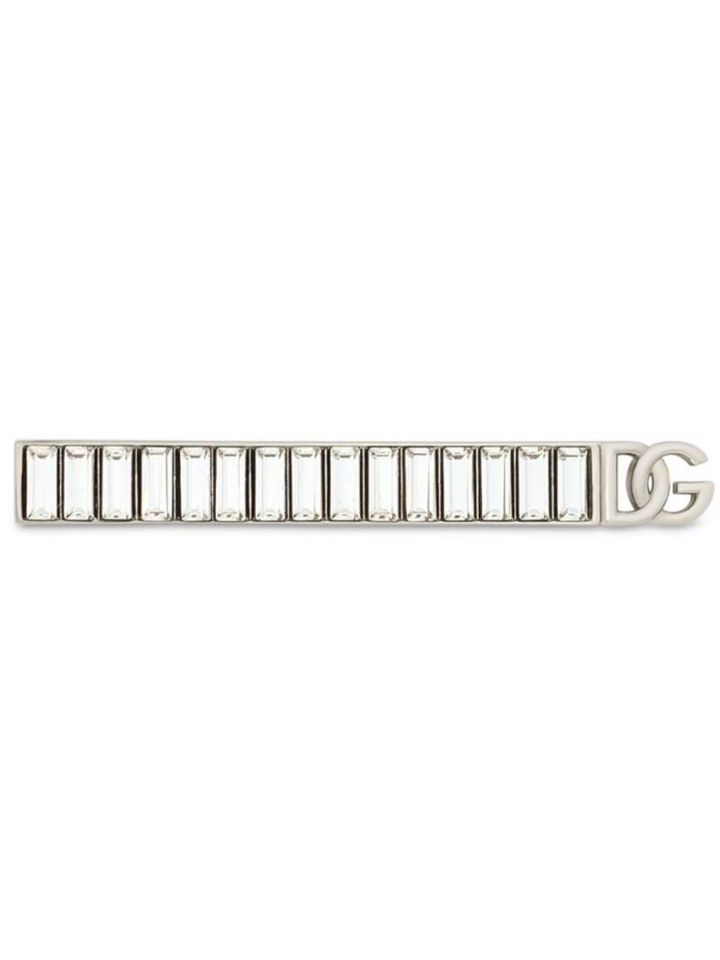 Dolce & Gabbana logo-plaque crystal-embellished tie clip - Silver von Dolce & Gabbana