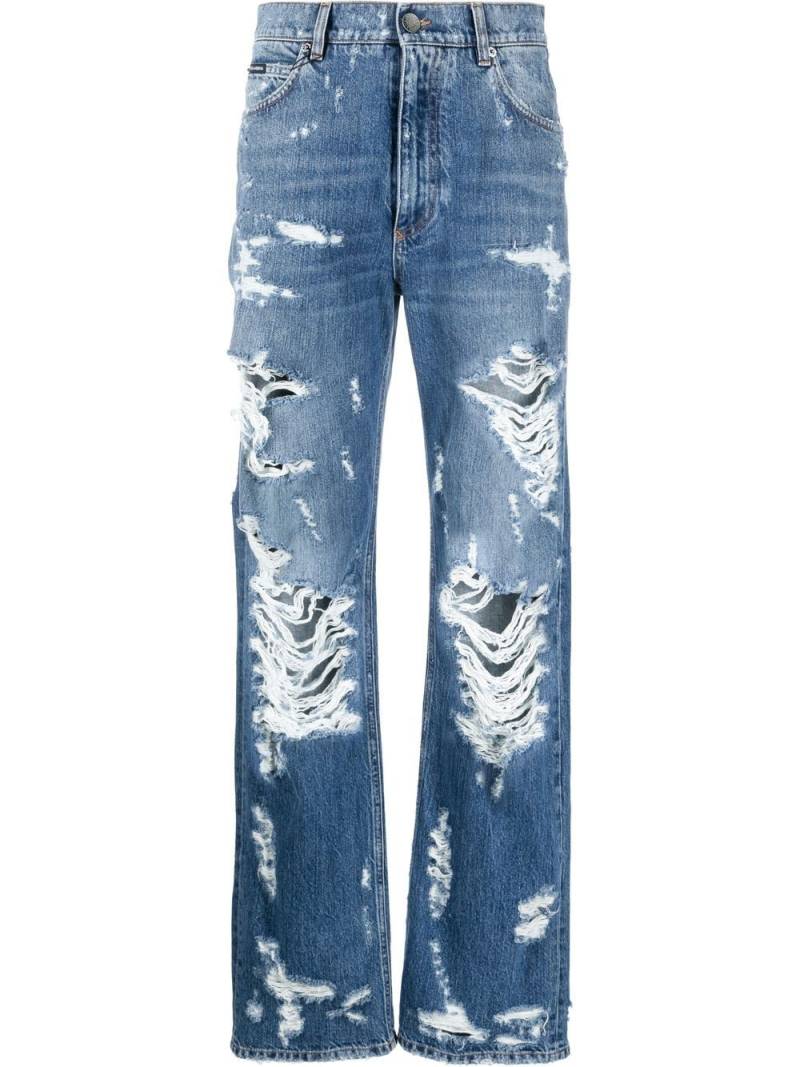 Dolce & Gabbana logo-plaque denim jeans - Blue von Dolce & Gabbana