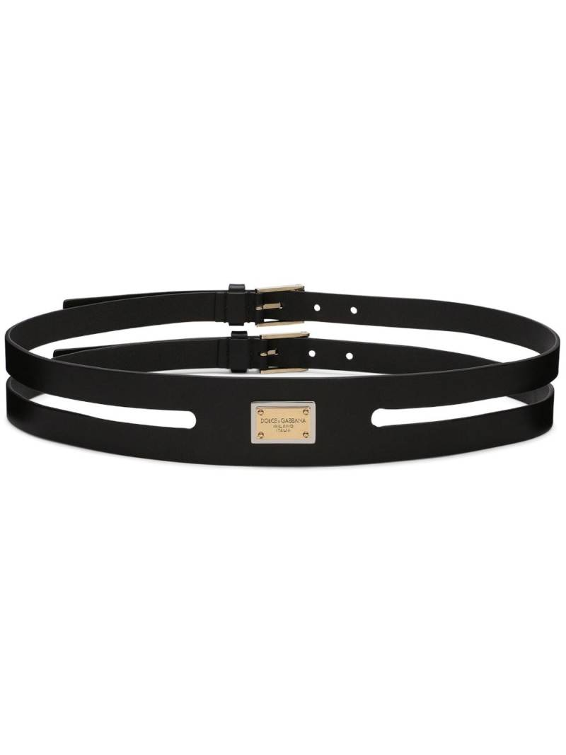 Dolce & Gabbana logo-plaque double-strap belt - Black von Dolce & Gabbana