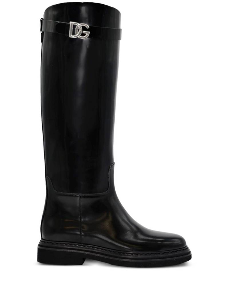 Dolce & Gabbana logo-plaque equestrian boots - Black von Dolce & Gabbana