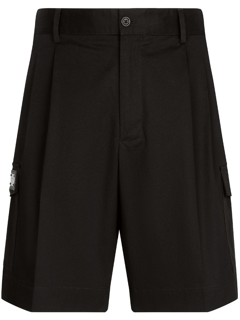 Dolce & Gabbana logo-plaque gabardine cargo shorts - Black von Dolce & Gabbana