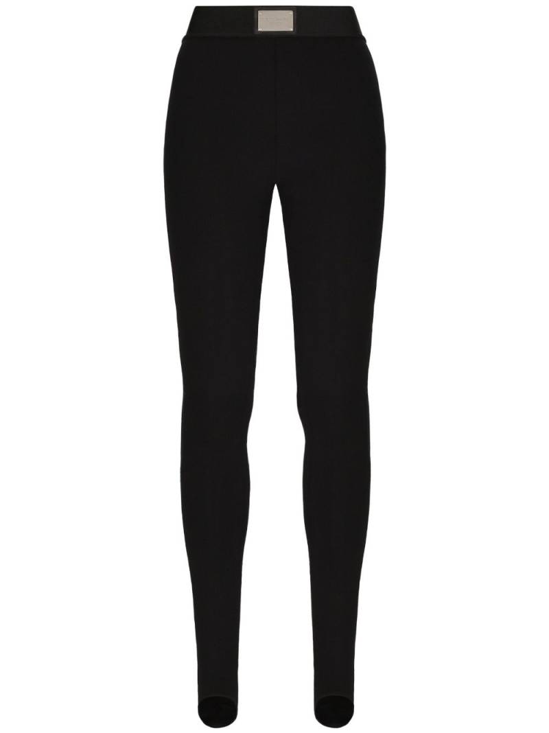 Dolce & Gabbana logo-plaque high-waisted leggings - Black von Dolce & Gabbana