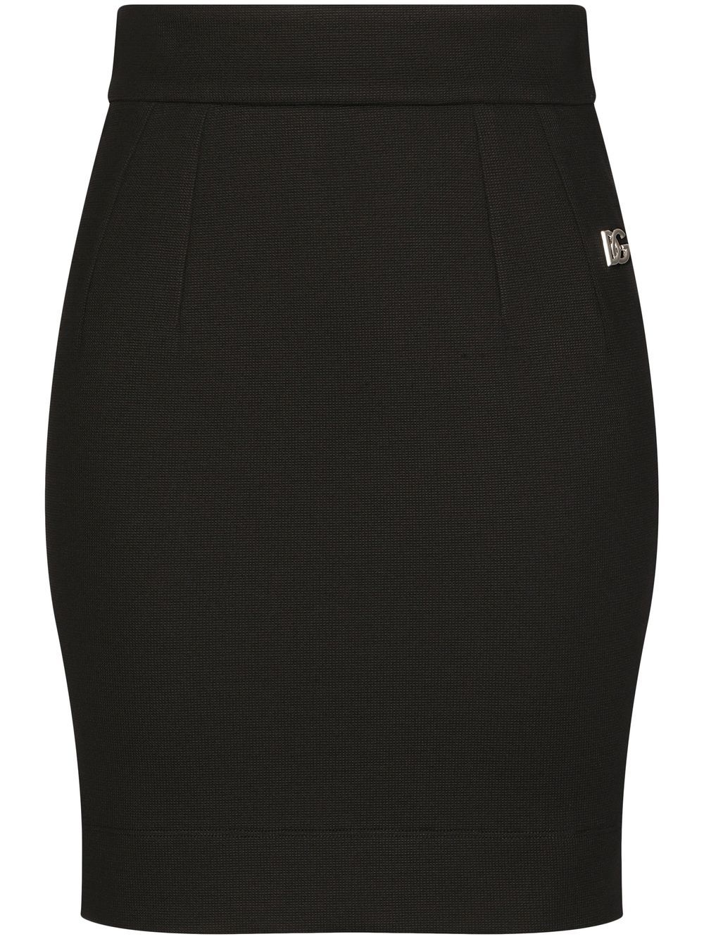 Dolce & Gabbana DG-logo Milano-rib miniskirt - Black von Dolce & Gabbana