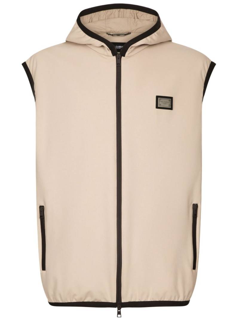 Dolce & Gabbana logo-plaque hooded gilet - Neutrals von Dolce & Gabbana