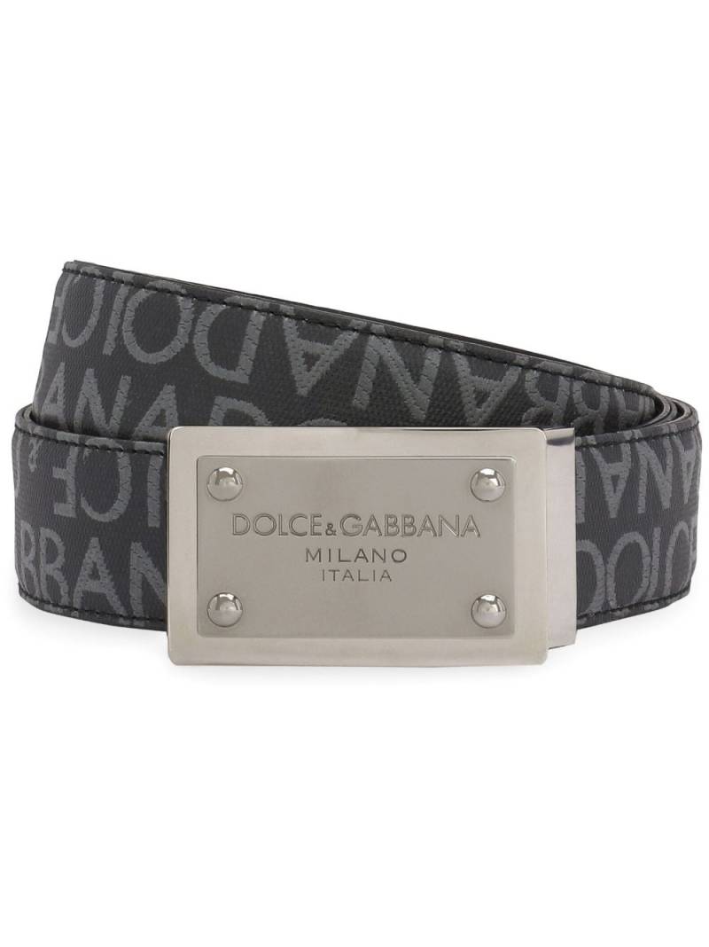 Dolce & Gabbana logo-plaque jacquard belt - Black von Dolce & Gabbana