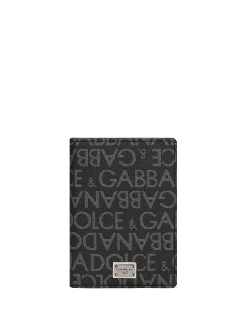 Dolce & Gabbana logo-plaque jacquard cardholder - Black von Dolce & Gabbana