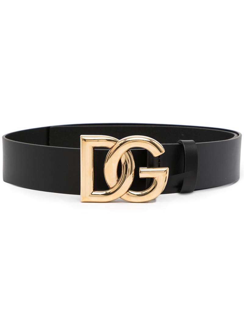 Dolce & Gabbana logo-plaque leather belt - Black von Dolce & Gabbana