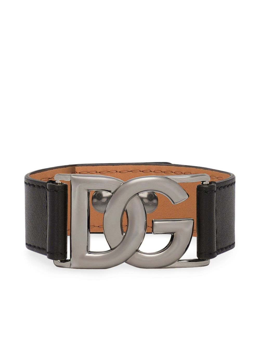 Dolce & Gabbana logo-plaque leather bracelet - Black von Dolce & Gabbana