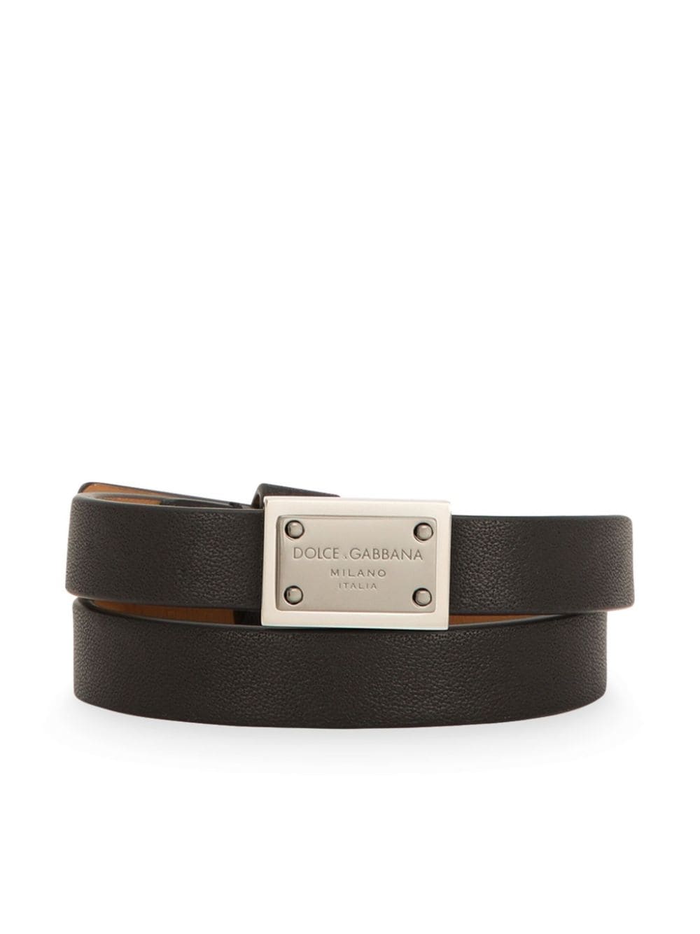 Dolce & Gabbana logo-plaque leather bracelet - Black von Dolce & Gabbana