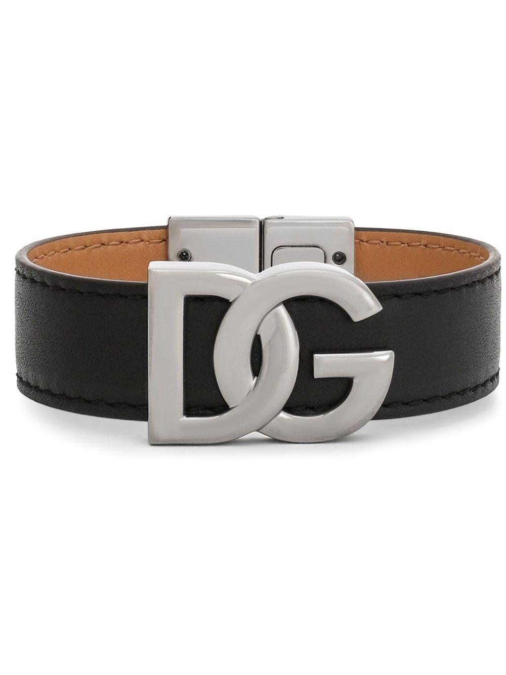 Dolce & Gabbana logo-plaque leather bracelet - Black von Dolce & Gabbana