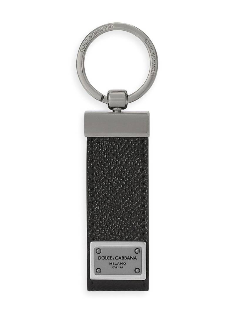 Dolce & Gabbana logo-tag leather keyring - Black von Dolce & Gabbana