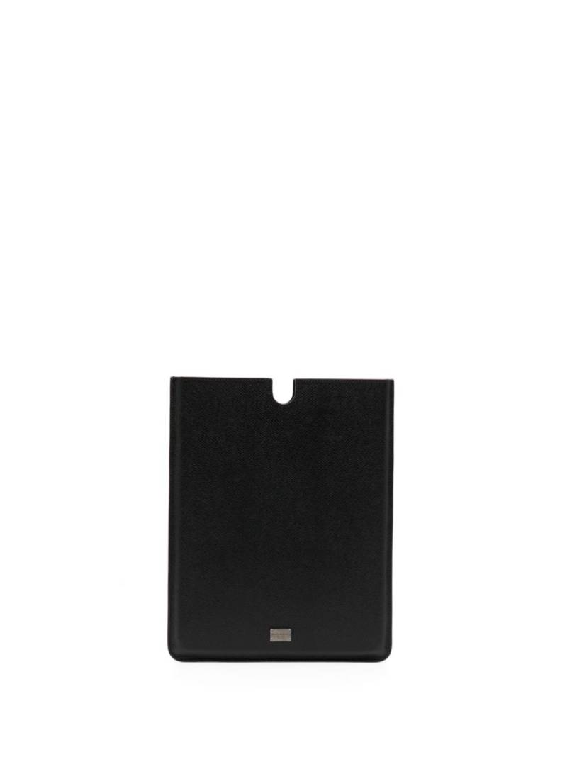 Dolce & Gabbana logo-plaque leather tablet case - Black von Dolce & Gabbana