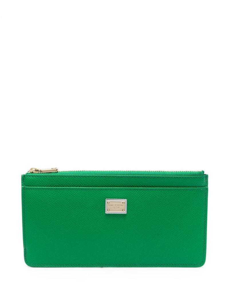 Dolce & Gabbana logo-plaque leather wallet - Green von Dolce & Gabbana