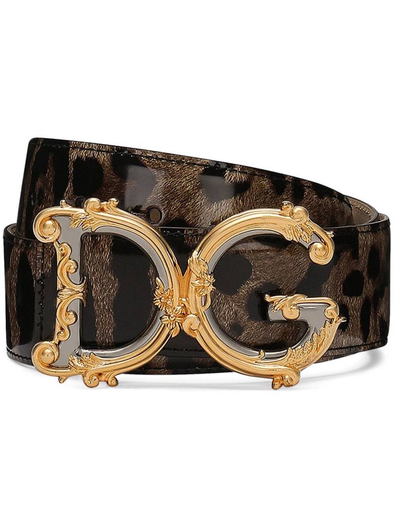 Dolce & Gabbana logo-plaque leopard-print belt - Brown von Dolce & Gabbana