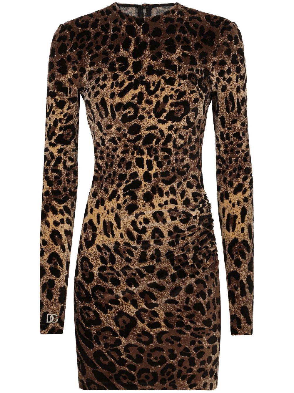 Dolce & Gabbana logo-plaque leopard-print dress - Brown von Dolce & Gabbana