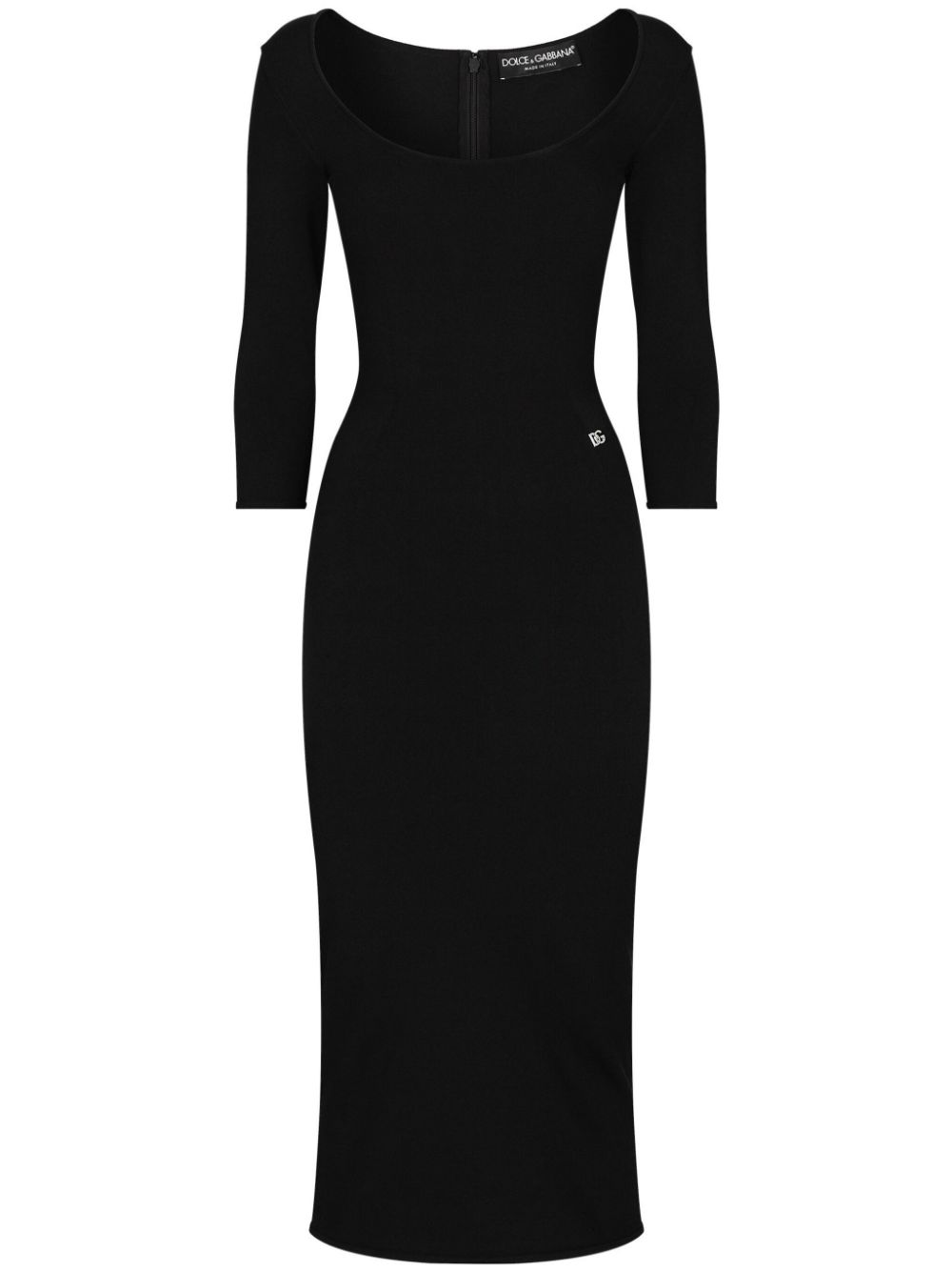 Dolce & Gabbana logo-plaque midi dress - Black von Dolce & Gabbana