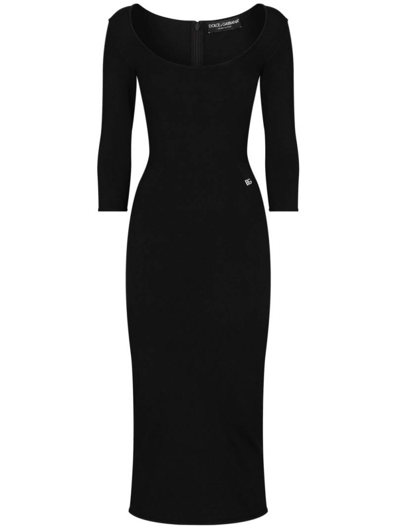 Dolce & Gabbana logo-plaque midi dress - Black von Dolce & Gabbana