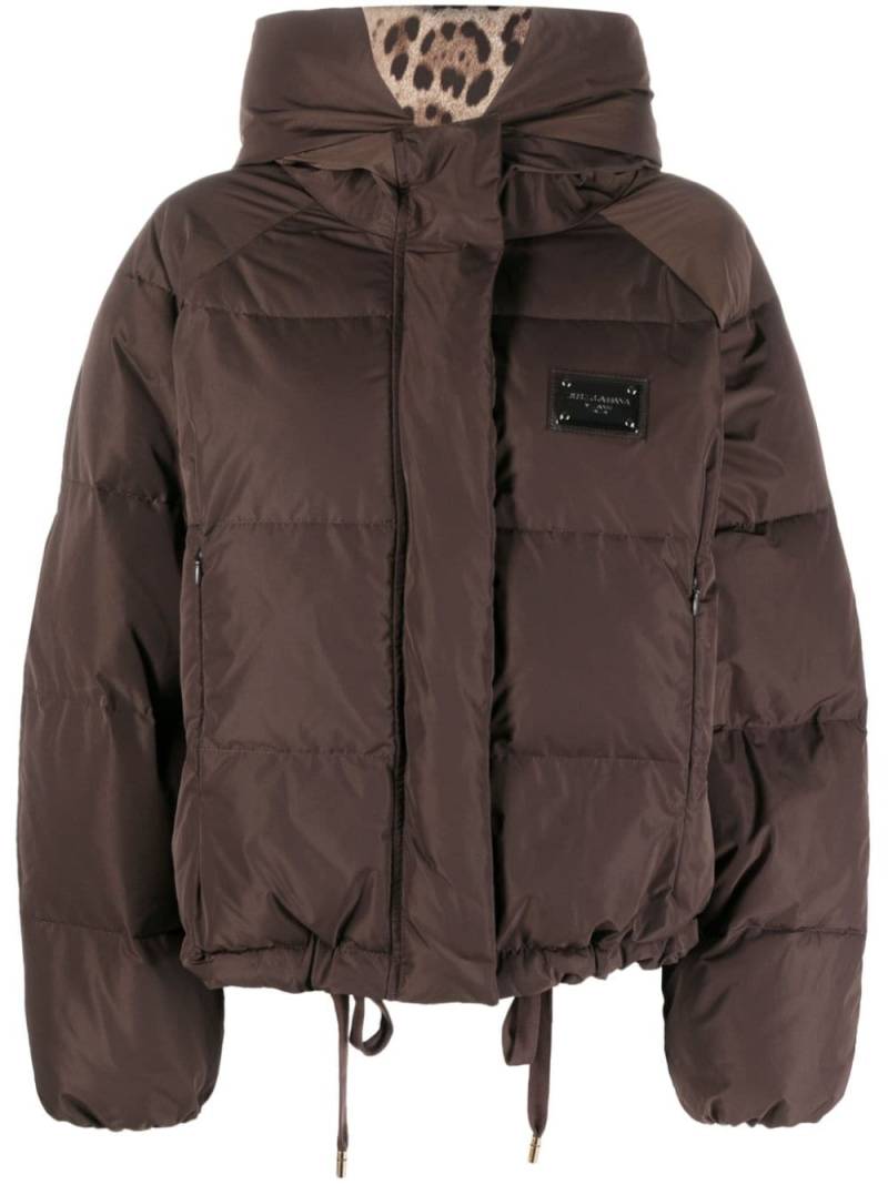 Dolce & Gabbana logo-plaque padded jacket - Brown von Dolce & Gabbana