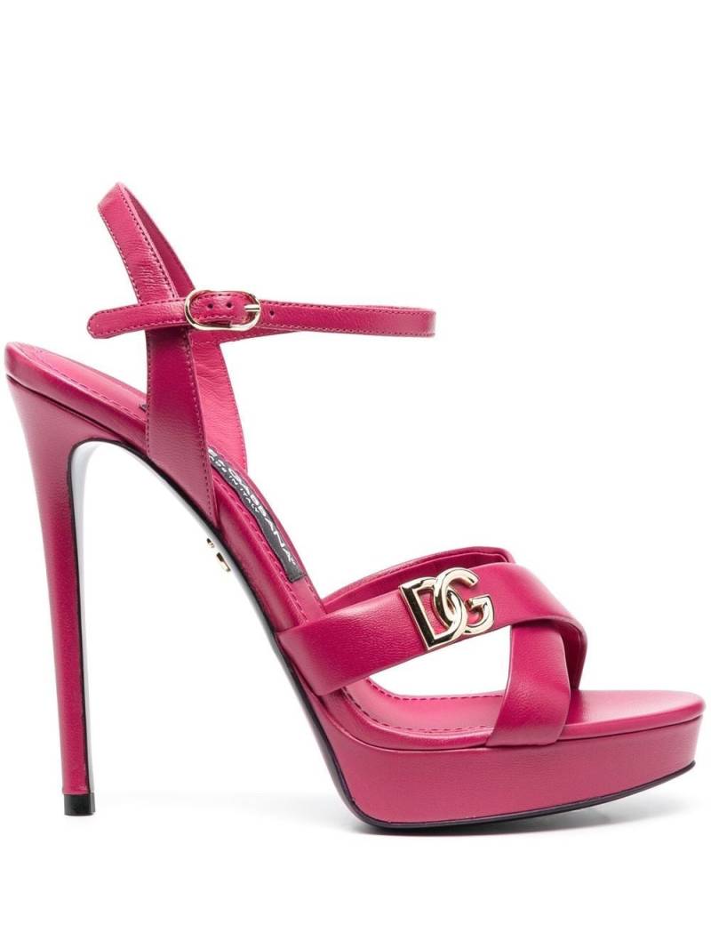 Dolce & Gabbana logo-plaque platform sandals - Pink von Dolce & Gabbana