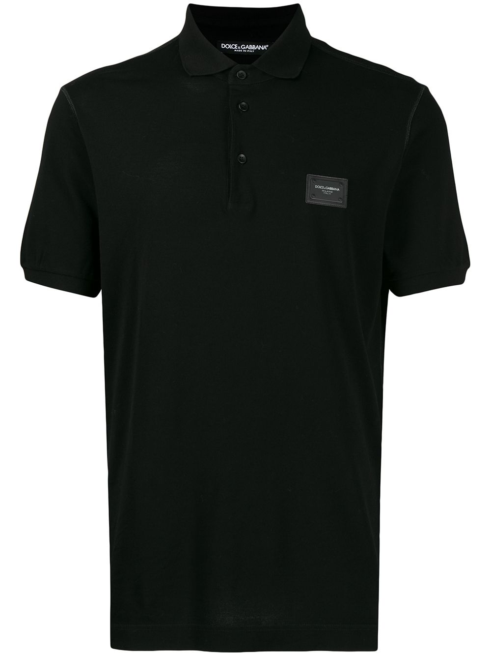 Dolce & Gabbana logo-tag piqué polo shirt - Black von Dolce & Gabbana