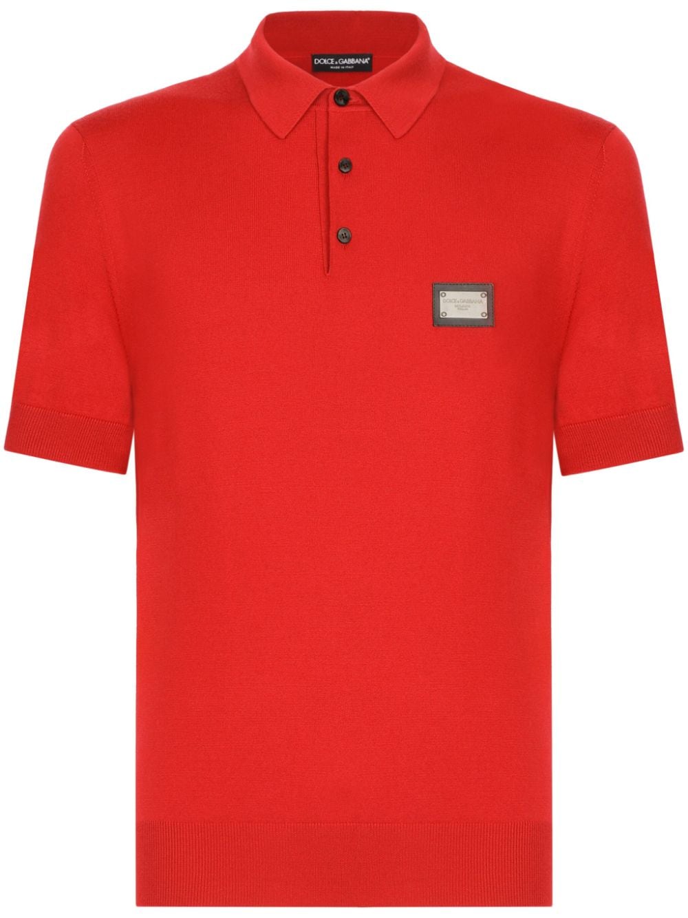 Dolce & Gabbana logo-plaque polo shirt - Red von Dolce & Gabbana