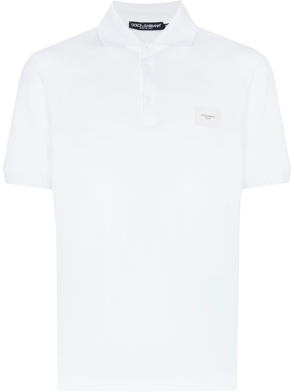 Dolce & Gabbana logo plaque polo shirt - White von Dolce & Gabbana