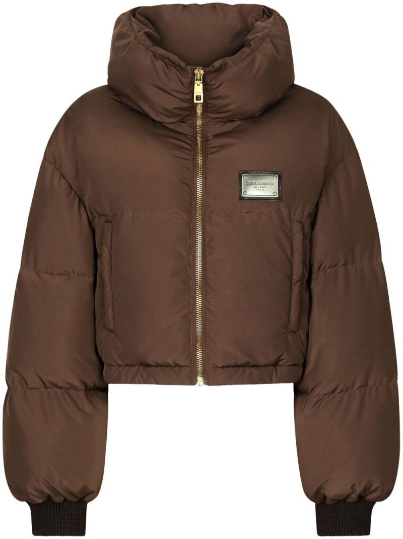 Dolce & Gabbana logo-plaque puffer jacket - Brown von Dolce & Gabbana