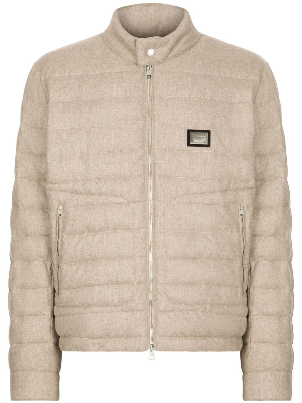 Dolce & Gabbana logo-plaque quilted jacket - Neutrals von Dolce & Gabbana