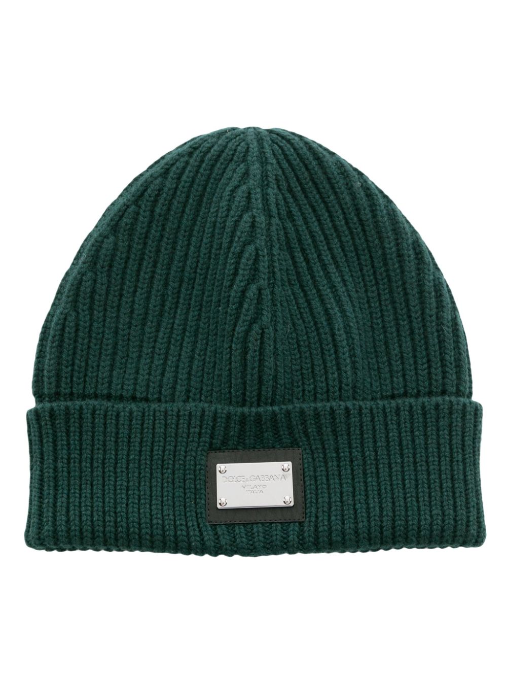 Dolce & Gabbana logo-plaque ribbed beanie - Green von Dolce & Gabbana