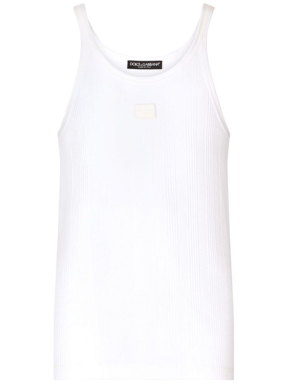 Dolce & Gabbana logo-plaque ribbed tank top - White von Dolce & Gabbana