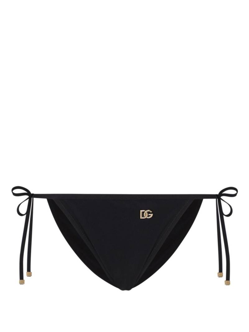 Dolce & Gabbana logo-plaque side-tie bikini bottom - Black von Dolce & Gabbana